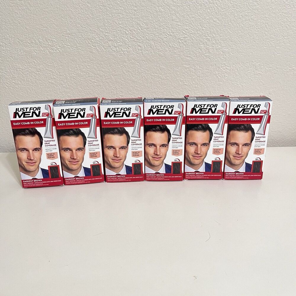 Just For Men Easy Comb-In Color A-50 Darkest Brown Lot of 6 NEW